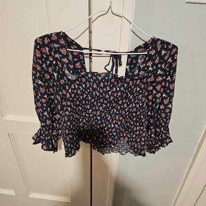 francescas collections june ivy floral pink/blue crop top large